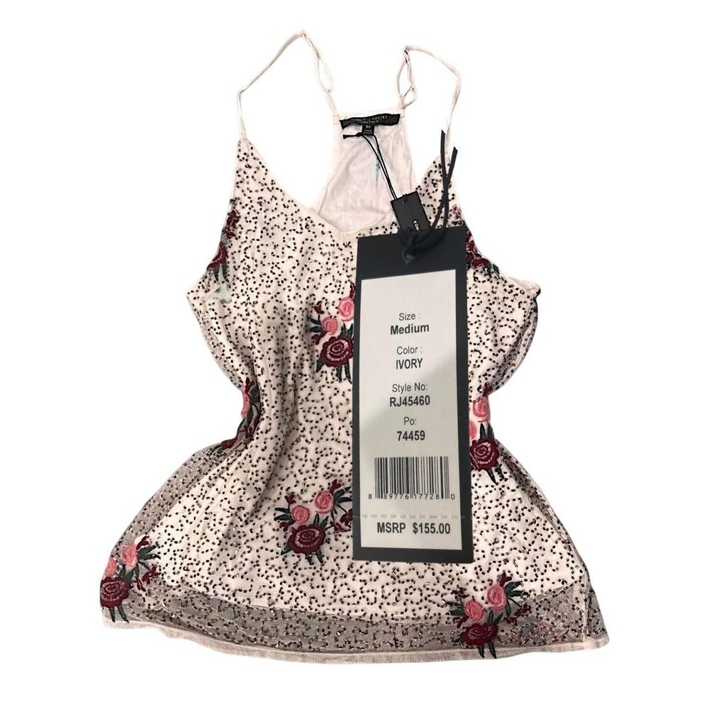 Romeo + Juliet Couture Ivory Beaded Floral Tank Top Size M